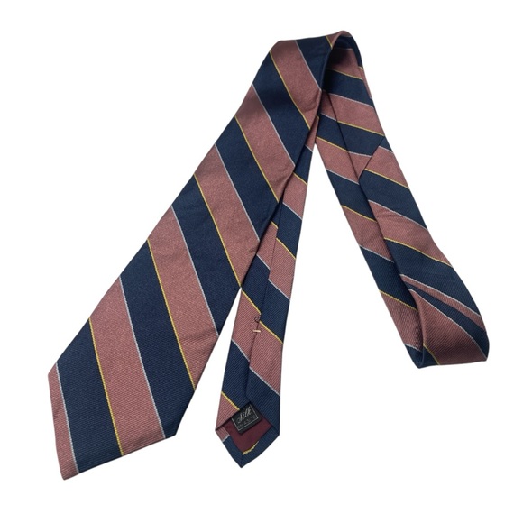 Van Heusen 100% Silk Pink/Blue Stripe Necktie Made in USA - Picture 2 of 3